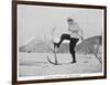 Sir Arthur Conan Doyle Demonstrating a Novice Turning Whilst Skiing in the Alps-null-Framed Photographic Print