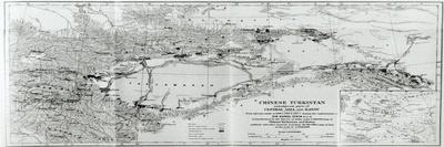 Map of Chinese Turkestan, from 'On Ancient Central-Asian Tracks' by Stein, Published 1933-Sir Aurel Stein-Giclee Print