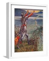 'Sir Bedivere casts the sword Excalibur into the Lake', 1911-Walter Crane-Framed Giclee Print