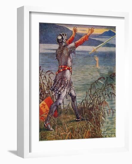 'Sir Bedivere casts the sword Excalibur into the Lake', 1911-Walter Crane-Framed Giclee Print