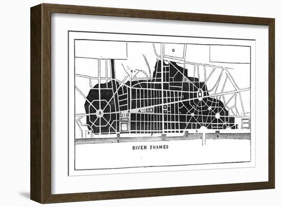 Sir Christopher Wren's Plan for Rebuilding London after the Great Fire 1666-null-Framed Giclee Print