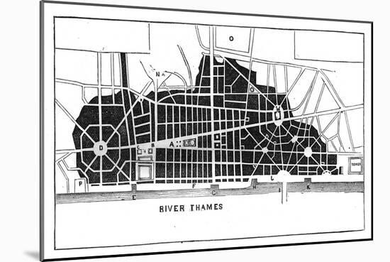 Sir Christopher Wren's Plan for Rebuilding London after the Great Fire 1666-null-Mounted Giclee Print