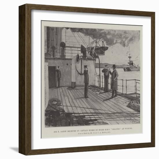 Sir E Satow Received by Captain Burke on Board HMS Orlando at Wusung-Henry Charles Seppings Wright-Framed Giclee Print