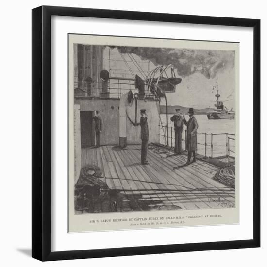 Sir E Satow Received by Captain Burke on Board HMS Orlando at Wusung-Henry Charles Seppings Wright-Framed Giclee Print