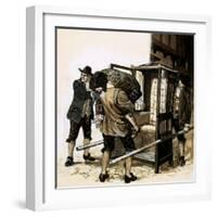 Sir Edmond Berry Godfrey's Body Is Smuggled Out in a Sedan-Chair-Kenneth John Petts-Framed Giclee Print