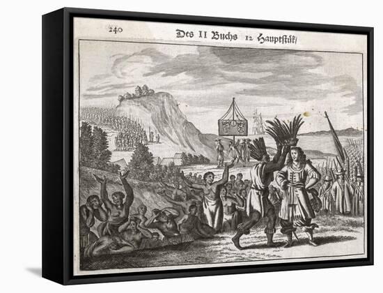 Sir Francis Drake is Honoured by Indians in California-Theodor de Bry-Framed Stretched Canvas