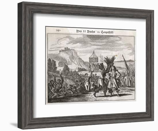 Sir Francis Drake is Honoured by Indians in California-Theodor de Bry-Framed Art Print