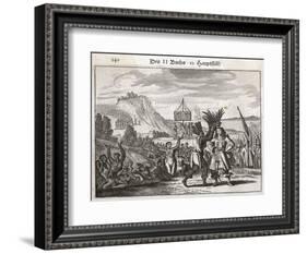 Sir Francis Drake is Honoured by Indians in California-Theodor de Bry-Framed Art Print