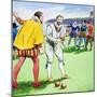 Sir Francis Drake playing bowls on Plymouth Hoe, 1588 (c1900)-Trelleek-Mounted Giclee Print