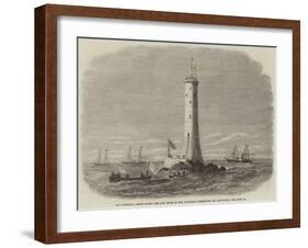 Sir Frederick Arrow Laying the Last Stone of the Wolf-Rock Lighthouse, Off Land'S-End-Edwin Weedon-Framed Giclee Print