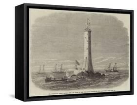 Sir Frederick Arrow Laying the Last Stone of the Wolf-Rock Lighthouse, Off Land'S-End-Edwin Weedon-Framed Stretched Canvas