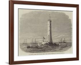 Sir Frederick Arrow Laying the Last Stone of the Wolf-Rock Lighthouse, Off Land'S-End-Edwin Weedon-Framed Giclee Print