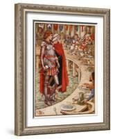 Sir Galahad is brought to Court of King Arthur, from 'Stories of Knights of Round Table'-Walter Crane-Framed Giclee Print