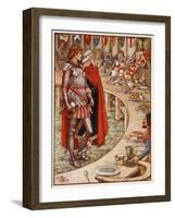 Sir Galahad is brought to Court of King Arthur, from 'Stories of Knights of Round Table'-Walter Crane-Framed Giclee Print