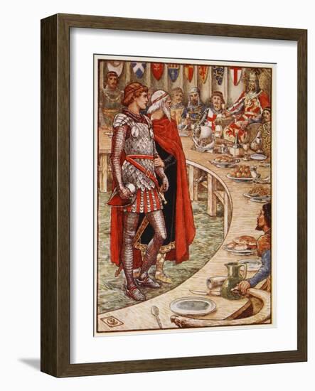 Sir Galahad is brought to Court of King Arthur, from 'Stories of Knights of Round Table'-Walter Crane-Framed Giclee Print