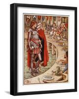 Sir Galahad is brought to Court of King Arthur, from 'Stories of Knights of Round Table'-Walter Crane-Framed Giclee Print