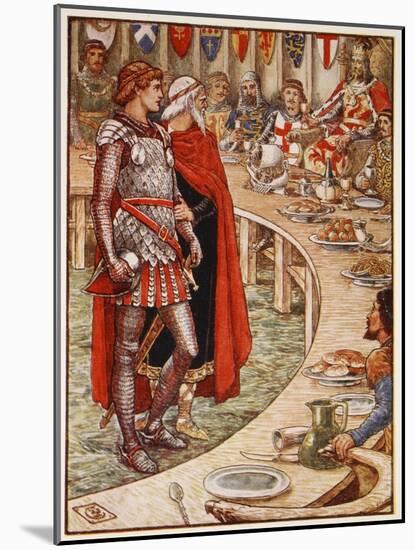 Sir Galahad is brought to Court of King Arthur, from 'Stories of Knights of Round Table'-Walter Crane-Mounted Giclee Print
