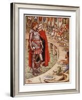 Sir Galahad is brought to Court of King Arthur, from 'Stories of Knights of Round Table'-Walter Crane-Framed Giclee Print