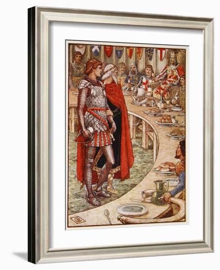 Sir Galahad is brought to Court of King Arthur, from 'Stories of Knights of Round Table'-Walter Crane-Framed Giclee Print