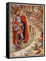 Sir Galahad is brought to Court of King Arthur, from 'Stories of Knights of Round Table'-Walter Crane-Framed Stretched Canvas