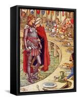 Sir Galahad is brought to the court of King Arthur-Walter Crane-Framed Stretched Canvas