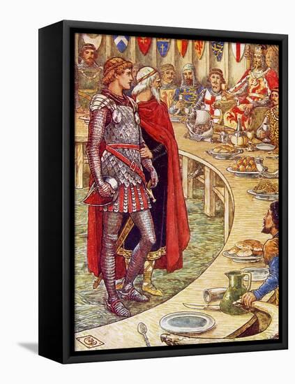 Sir Galahad is brought to the court of King Arthur-Walter Crane-Framed Stretched Canvas