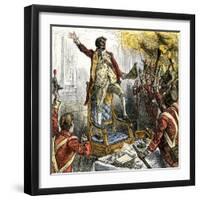 Sir George Cockburn Calling on British Troops to Vote to Burn Washington DC, 1814-null-Framed Giclee Print