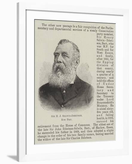 Sir H J Selwin-Ibbetson, New Peer-null-Framed Giclee Print