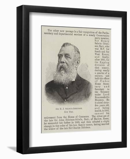 Sir H J Selwin-Ibbetson, New Peer-null-Framed Giclee Print