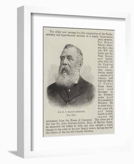 Sir H J Selwin-Ibbetson, New Peer-null-Framed Giclee Print