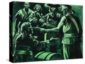 Sir Henry Morgan and Chest of Treasure-Ron Embleton-Stretched Canvas