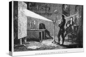 Sir Isaac Newton Breaking up the Light Through a Prism-null-Stretched Canvas