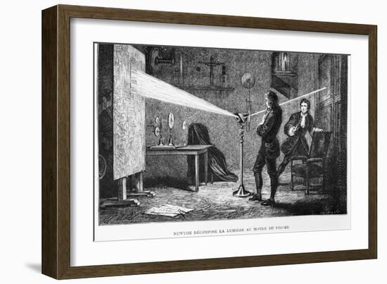 Sir Isaac Newton Breaking up the Light Through a Prism-null-Framed Giclee Print