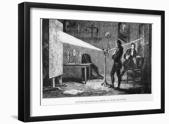 Sir Isaac Newton Breaking up the Light Through a Prism-null-Framed Giclee Print