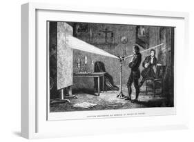 Sir Isaac Newton Breaking up the Light Through a Prism-null-Framed Giclee Print