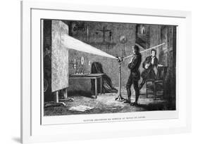 Sir Isaac Newton Breaking up the Light Through a Prism-null-Framed Giclee Print