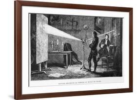 Sir Isaac Newton Breaking up the Light Through a Prism-null-Framed Giclee Print