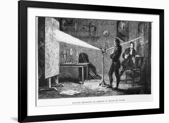 Sir Isaac Newton Breaking up the Light Through a Prism-null-Framed Giclee Print