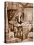 Sir Isaac Newton in His Little Room (Litho)-Dudley C. Tennant-Stretched Canvas