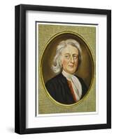 Sir Isaac Newton Mathematician Physicist Occultist-Henry Bone-Framed Art Print