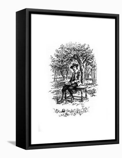 Sir Isaac Newton under the Apple Tree-null-Framed Stretched Canvas
