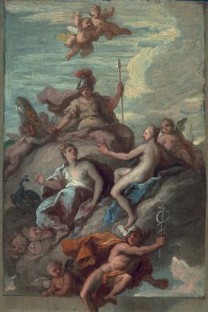 Juno, Minerva and Venus Dispatching Mercury with the Apple of Discord, C.1718
