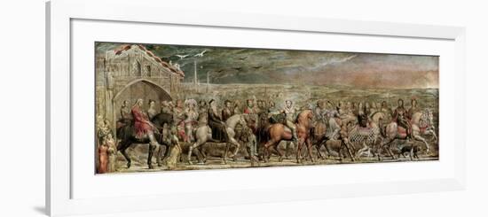 Sir Jeffrey Chaucer (C.1342-1400) and the Nine and Twenty Pilgrims on their Journey to Canterbury-William Blake-Framed Premium Giclee Print