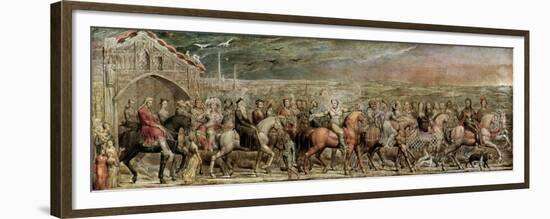 Sir Jeffrey Chaucer (C.1342-1400) and the Nine and Twenty Pilgrims on their Journey to Canterbury-William Blake-Framed Premium Giclee Print