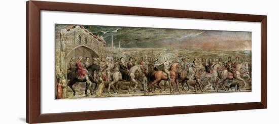 Sir Jeffrey Chaucer (C.1342-1400) and the Nine and Twenty Pilgrims on their Journey to Canterbury-William Blake-Framed Giclee Print