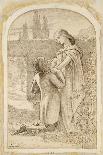 Two Lovers in a Starlit Garden, 1862 (Pen and Dark Brown Ink on Laid Paper)-Sir Joseph Noel Paton-Giclee Print