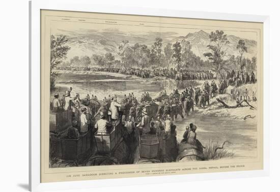 Sir Jung Bahadoor Directing a Procession of Seven Hundred Elephants across the Sarda-Godefroy Durand-Framed Giclee Print