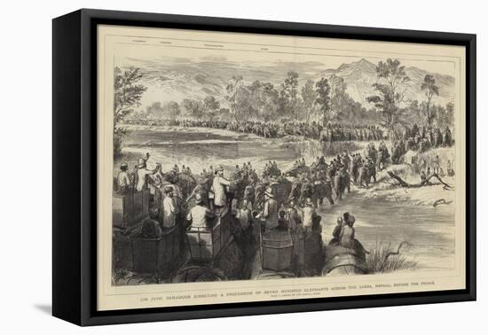 Sir Jung Bahadoor Directing a Procession of Seven Hundred Elephants across the Sarda-Godefroy Durand-Framed Stretched Canvas