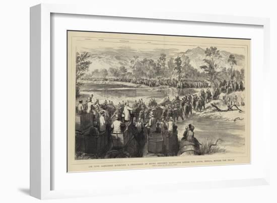 Sir Jung Bahadoor Directing a Procession of Seven Hundred Elephants across the Sarda-Godefroy Durand-Framed Giclee Print