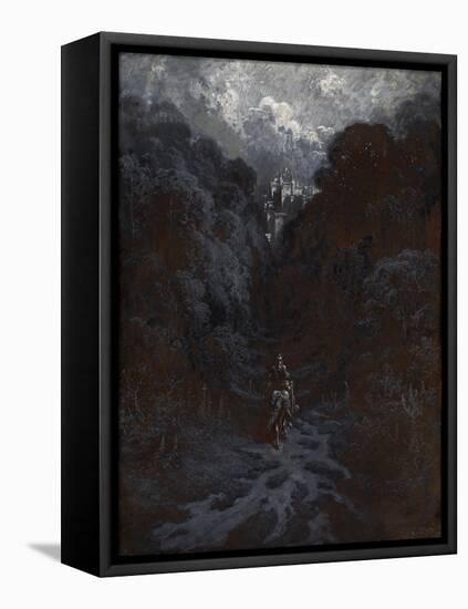 Sir Lancelot Approaching the Castle of Astolat-Gustave Dore-Framed Stretched Canvas